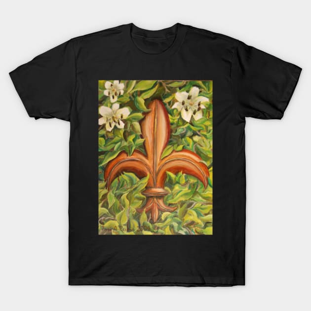 Fleur de Lis with Magnolias T-Shirt by MuseMints